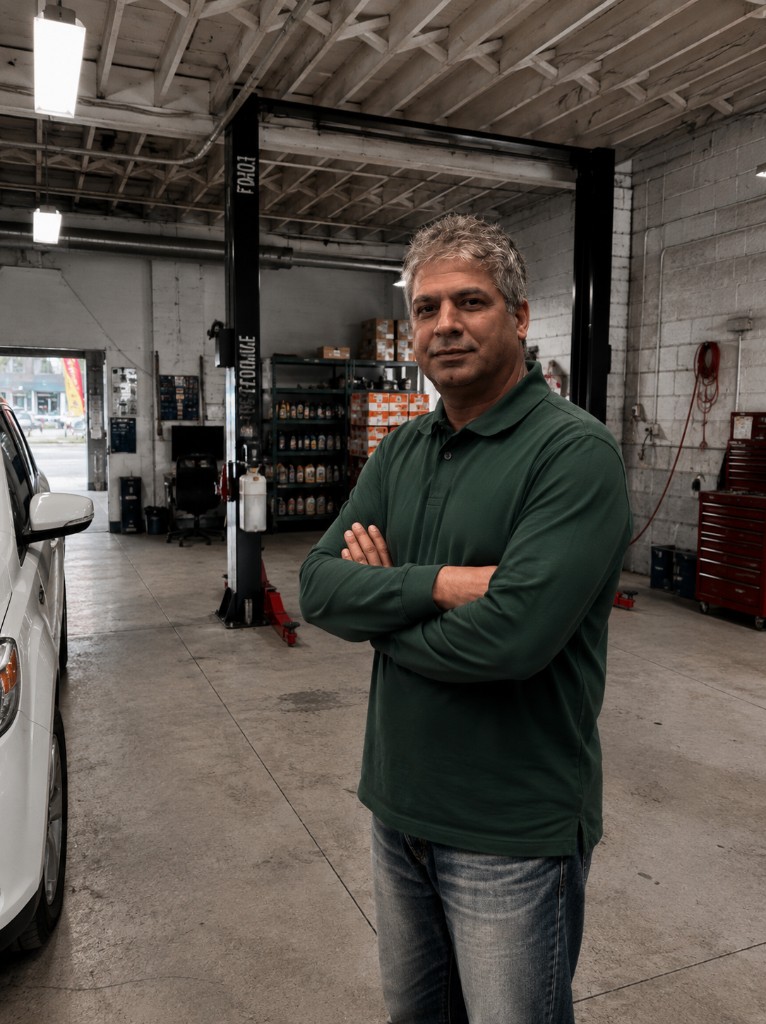 EcoautoworX technician in the Scarborough auto repair shop